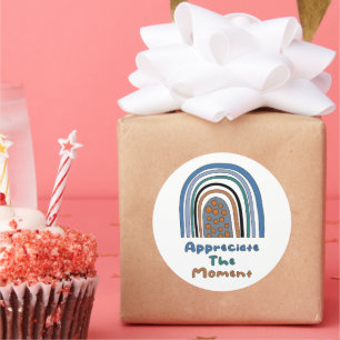 Pegatina Redonda Apreciar el momento motivacional del arco iris boh