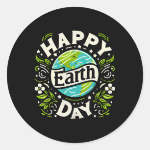 Pegatina Redonda Apreciar nuestro planeta Feliz Día de la Tierra