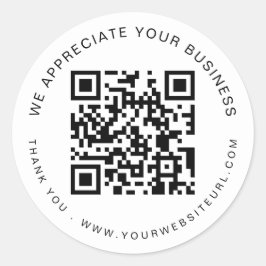 Pegatina Redonda Apreciar tu código QR de negocio Gracias Nombre