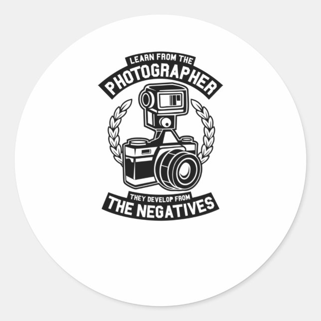 Pegatina Redonda Aprender del fotógrafo (Anverso)