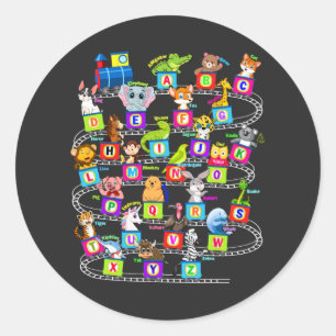 Pegatina Redonda Aprendizaje Alphabet Animal ABC