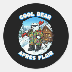 Pegatina Redonda Apres esquí estilo oso polar genial se ve bien