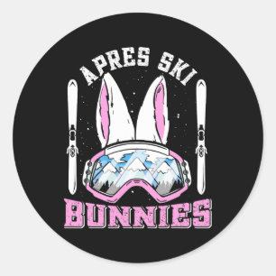Pegatina Redonda Apres-ski Bunnies Nieve Esquiadora Esquiar para Mu