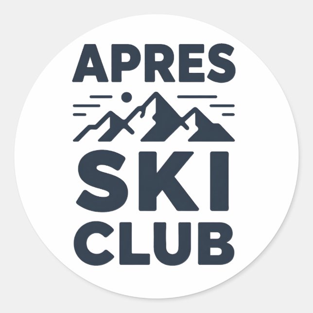 Pegatina Redonda Apres Ski Club Mountain Logo - Custom Mens Winter  (Anverso)