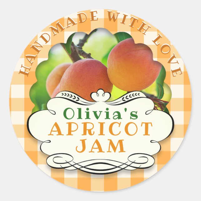 Pegatina Redonda Apricot Jam (Anverso)