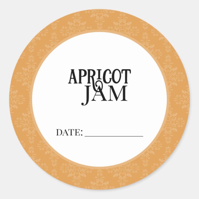 Pegatina Redonda Apricot Jam Canning Lid Labels (Anverso)
