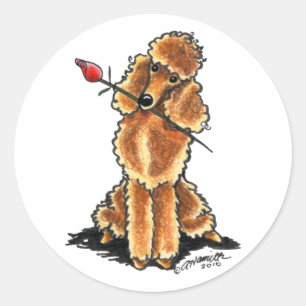 Pegatina Redonda Apricot Poodle SValentines