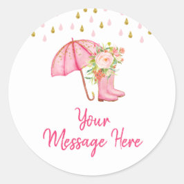 Pegatina Redonda April Showers Bring May Flower Baby Shower