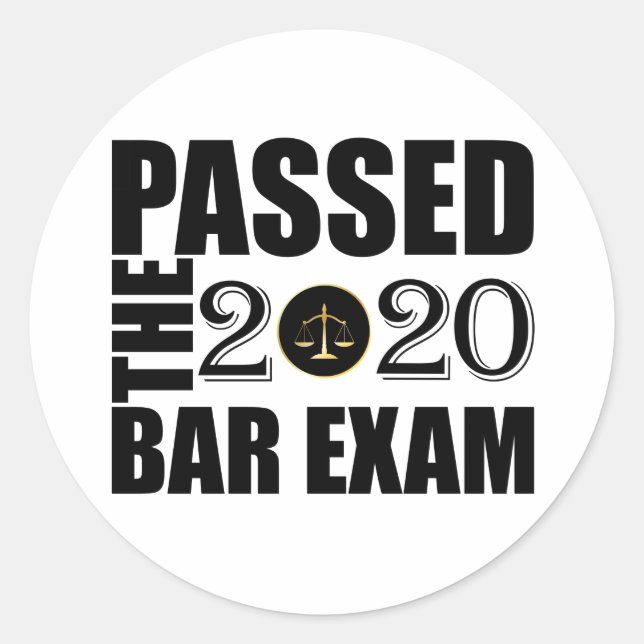 Pegatina Redonda Aprobado el examen de bar 2020 (Anverso)