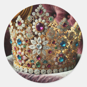 Pegatina Redonda Apto para una reina - Corona de Reina Ester