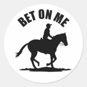 Pegatina Redonda Apuesta Sobre Mí - Carreras De Caballo