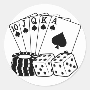 Pegatina Redonda Apuestas en las tarjetas de casino Dice Chips de p