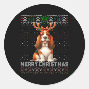 Pegatina Redonda Apuestas navideñas enloquecidas para perros adorad