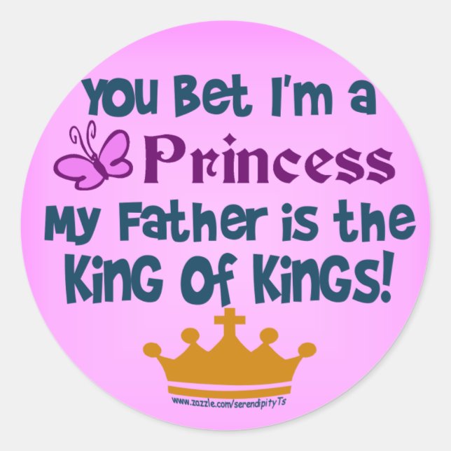 Pegatina Redonda Apuesto a que soy una princesa (Anverso)