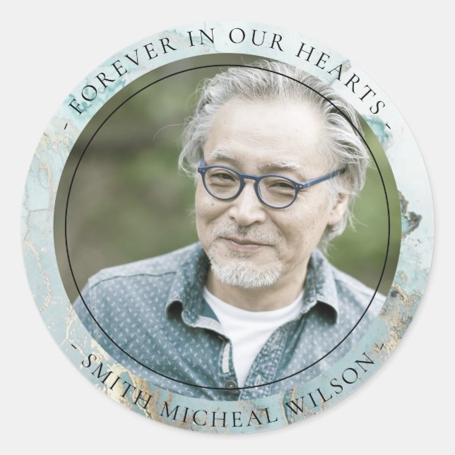 PEGATINA REDONDA AQUA AZUL AZUL AGUA DE ORO AZUL SIMPATÍA FOTO MEMO (Anverso)