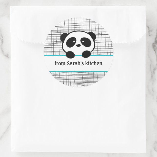 Pegatina Redonda Aqua Black Panda Bear and Canning (Bolso)