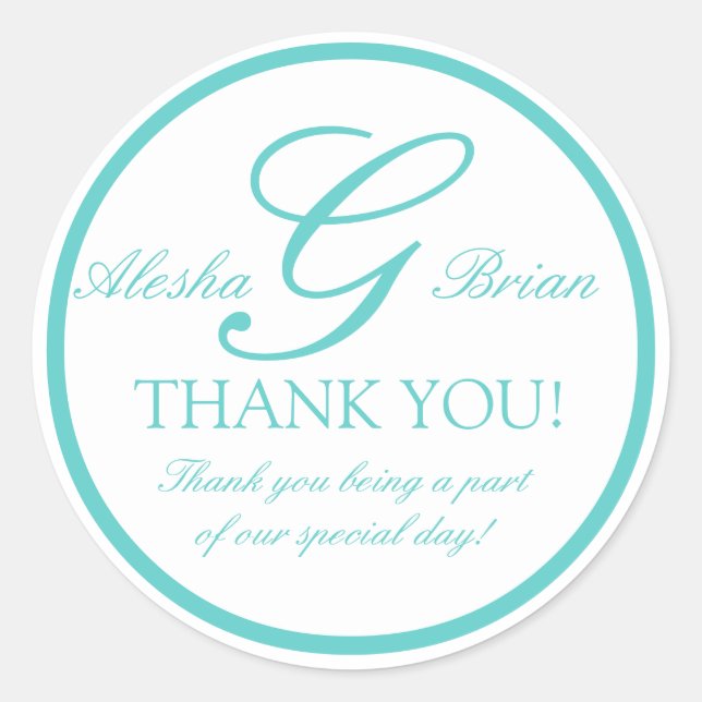 Pegatina Redonda Aqua Blue Monogram G Pegatinas favoritos de la bod (Anverso)