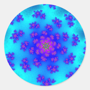 Pegatina Redonda Aqua Floral Sprinkles