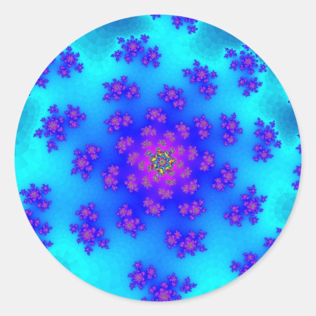 Pegatina Redonda Aqua Floral Sprinkles (Anverso)