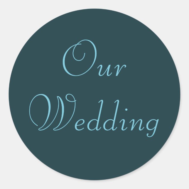 Pegatina Redonda Aqua francesa, nuestros stickers de boda (Anverso)