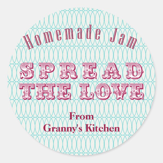 Pegatina Redonda Aqua Homemade Preserve Canning Pegatinas (Anverso)