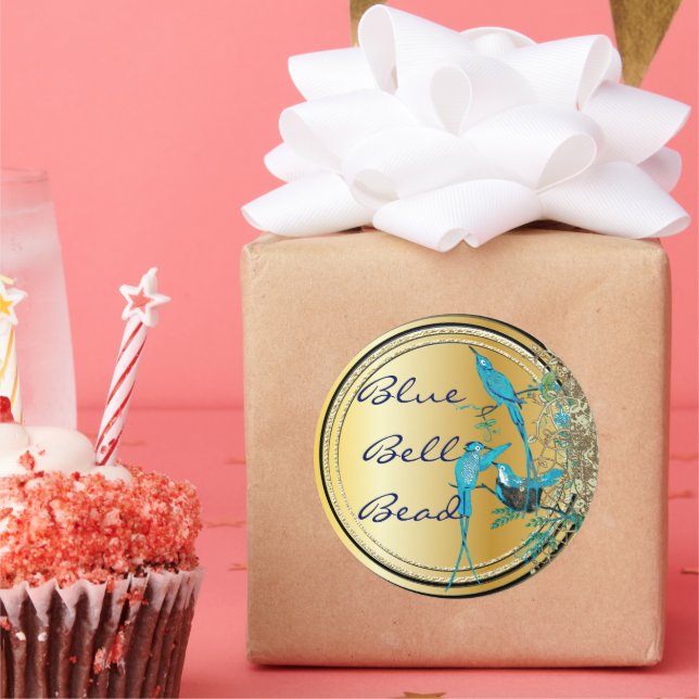 Pegatina Redonda Aqua Hummingbird Swirl (Fiesta)