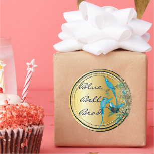 Pegatina Redonda Aqua Hummingbird Swirl