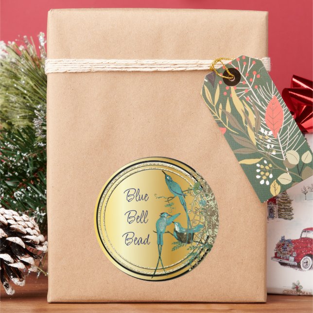 Pegatina Redonda Aqua Hummingbird Swirl (Vacaciones)