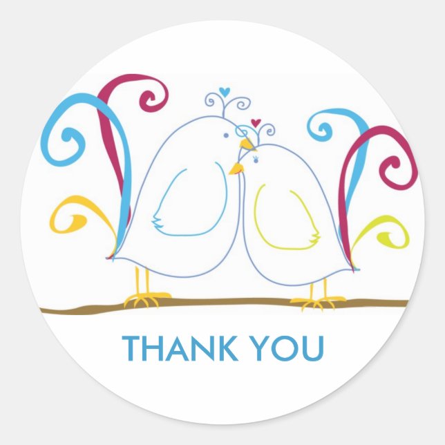 Pegatina Redonda Aqua Love Pegatinas de Aves - ¡Personalícelos! (Anverso)