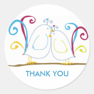 Pegatina Redonda Aqua Love Pegatinas de Aves - ¡Personalícelos!