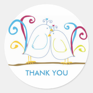 Pegatina Redonda Aqua Love Pegatinas de Aves - ¡Personalícelos!