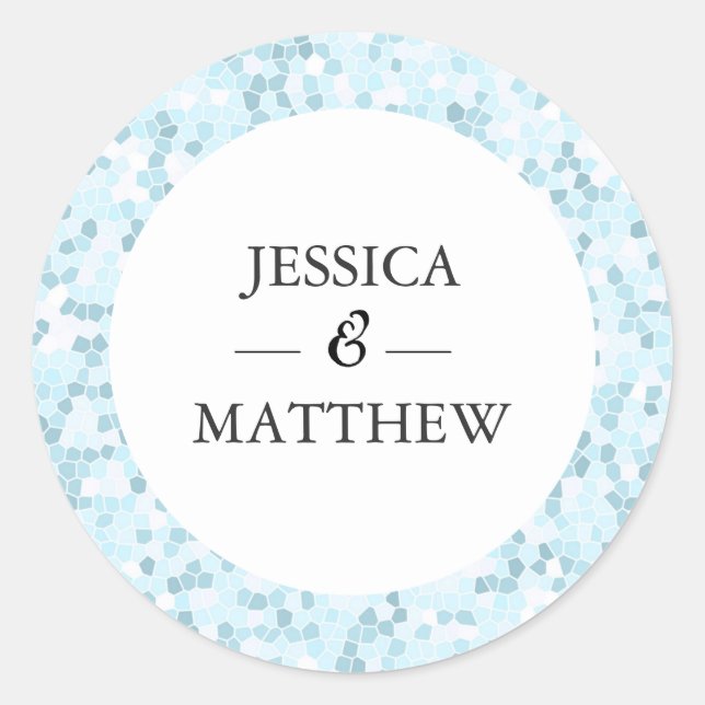 Pegatina Redonda Aqua Moasic boda Gracias pegatinas (Anverso)