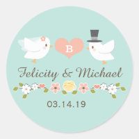 AQUA MONOGRAM DOVE LOVE BIRDS BODA