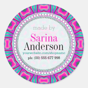 Pegatina Redonda Aqua Rosa Hippie Sunshine Hecho Por Labels