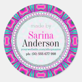 Pegatina Redonda Aqua Rosa Hippie Sunshine Hecho Por Labels