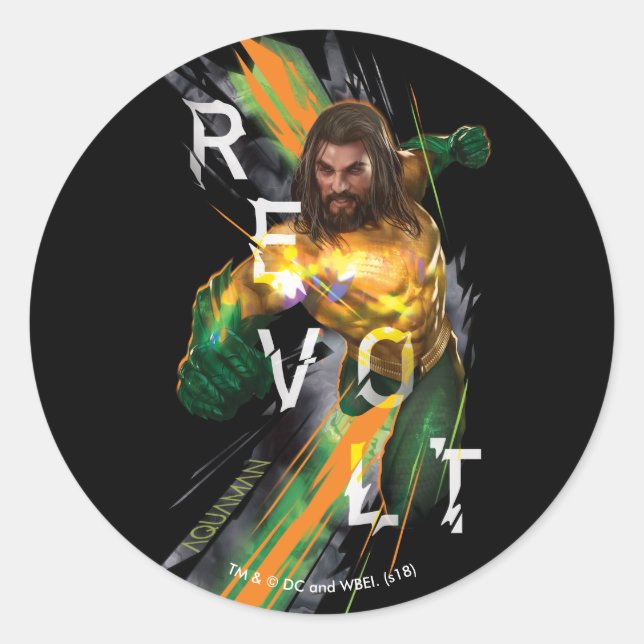 Pegatina Redonda Aquaman | Aquaman "Revolt" Refracted Graphic (Anverso)