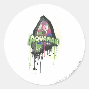 Pegatina Redonda Aquaman - Carta de inocencia torcida