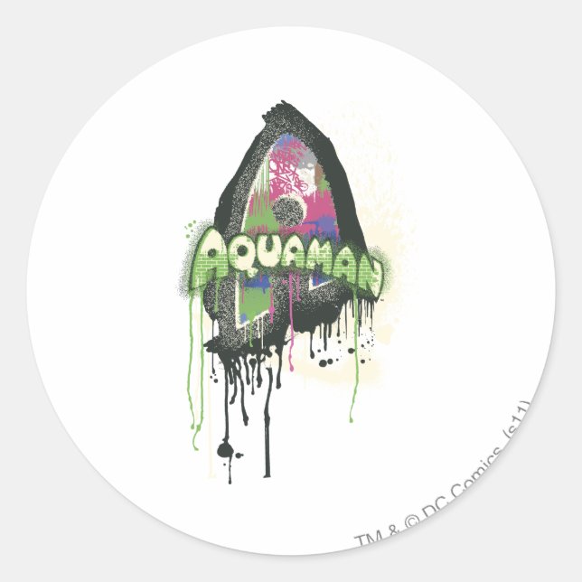 Pegatina Redonda Aquaman - Carta de inocencia torcida (Anverso)