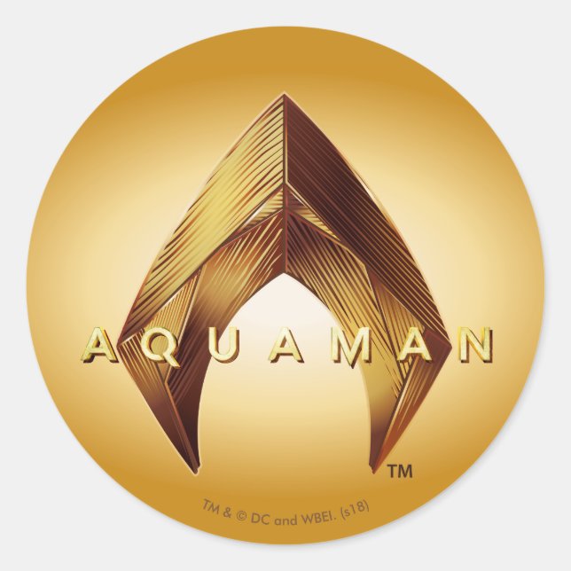 Pegatina Redonda Aquaman | Golden Aquaman Logo (Anverso)