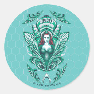 Pegatina Redonda Aquaman   Ornate Mera Graphic