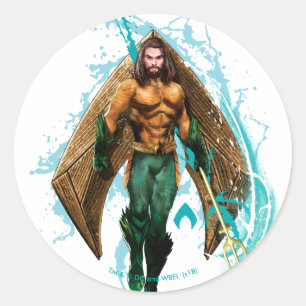 Pegatina Redonda Aquaman   Prince Orin With Aquaman Logo