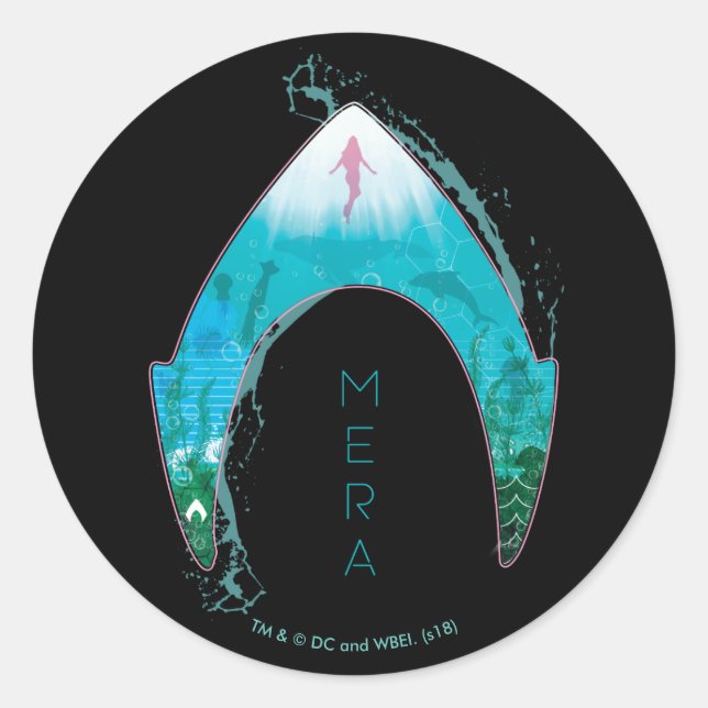 Pegatina Redonda Aquaman | See Through Mera Symbol Ocean Graphic (Anverso)