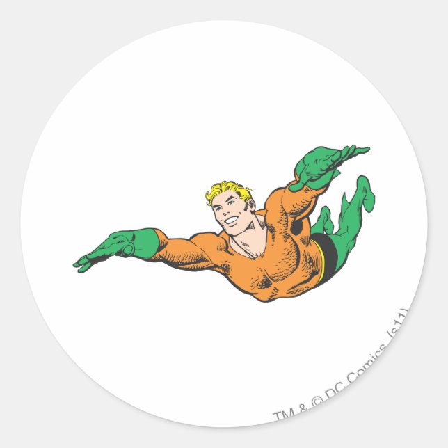Pegatina Redonda Aquaman Soars (Anverso)