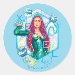 Pegatina Redonda Aquaman   Xebel Princess Mera Hexagonal Graphic