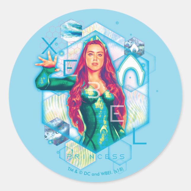 Pegatina Redonda Aquaman | Xebel Princess Mera Hexagonal Graphic (Anverso)