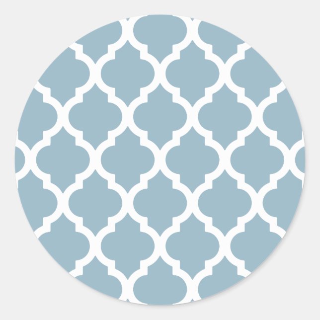 Pegatina Redonda Aquamarine Moroccan Tile Trellis (Anverso)