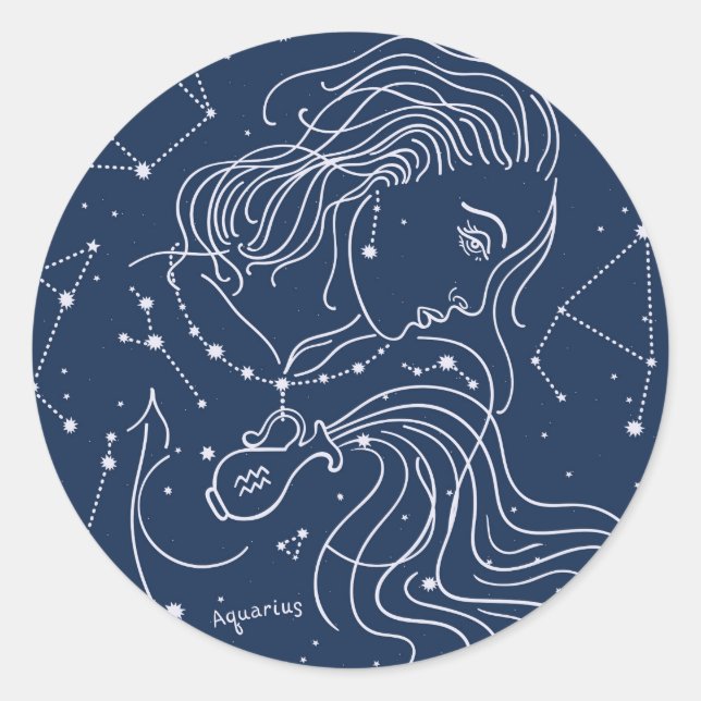 Pegatina Redonda Aquarius (Anverso)