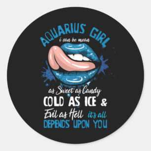 Pegatina Redonda Aquarius Chica Zodiac Horoscope