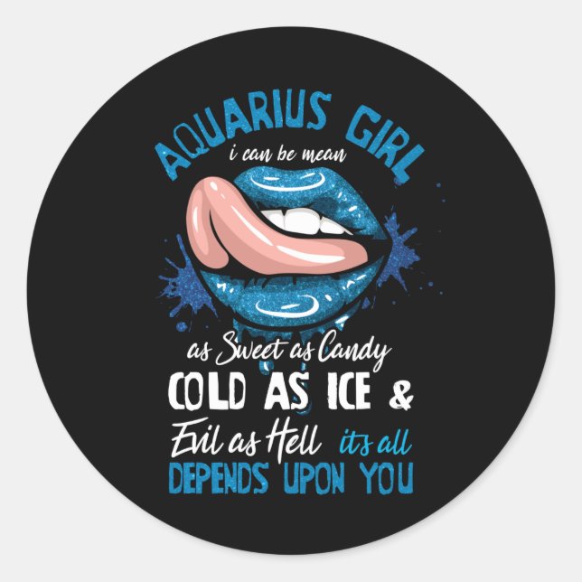 Pegatina Redonda Aquarius Chica Zodiac Horoscope (Anverso)