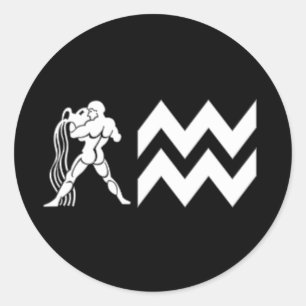 Pegatina Redonda Aquarius con símbolo